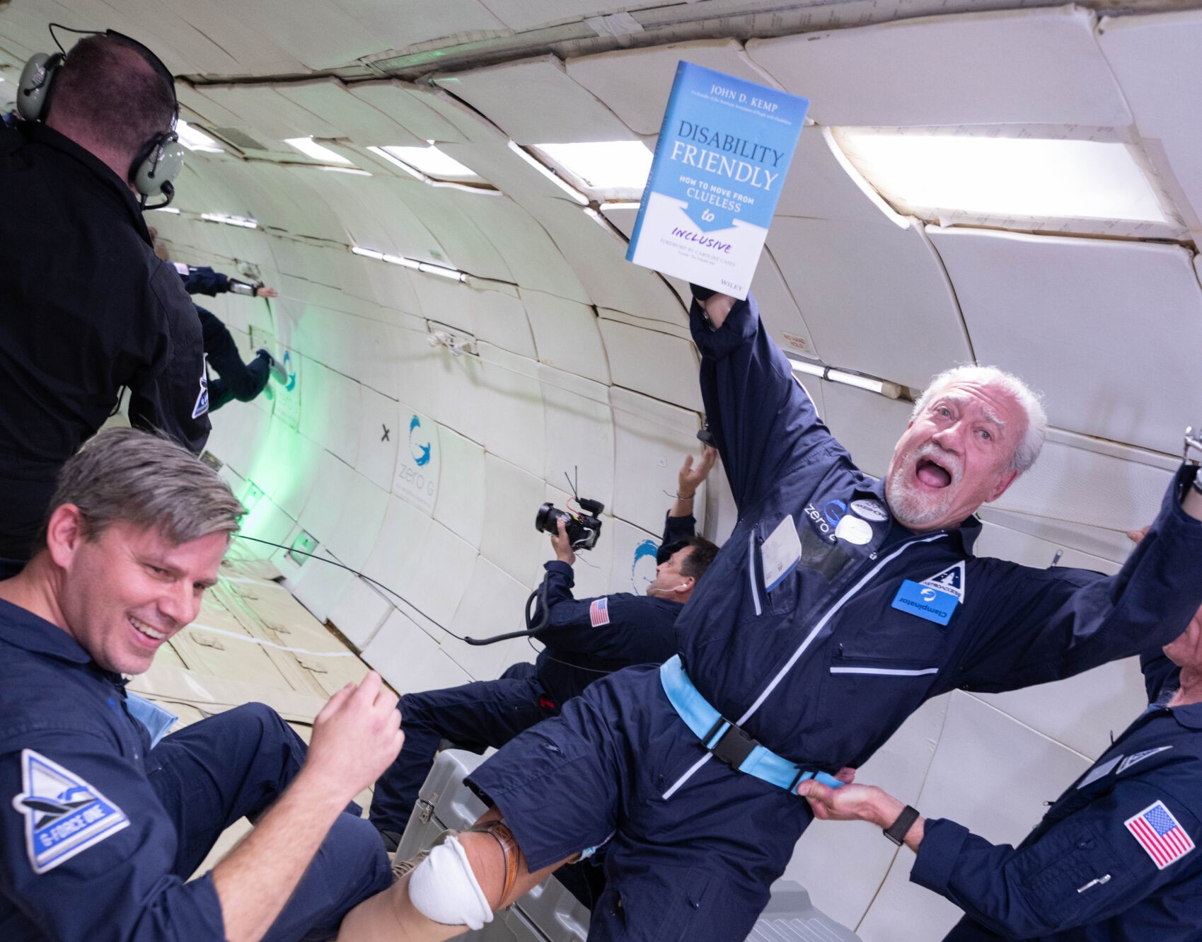 John Kemp Flight 2 ambassador, showing off his new book- Disability Friendly